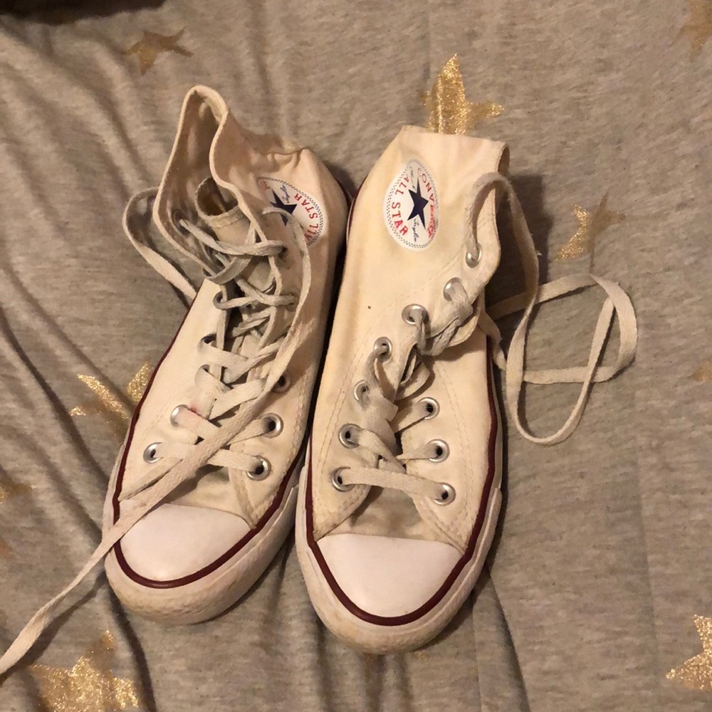 White hightop converses